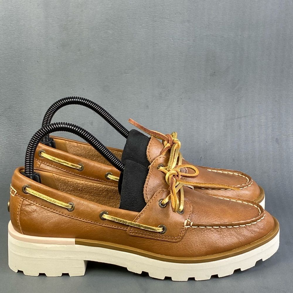 Sperry Brown Leather Boat Moccasin Deck Shoes VGUC